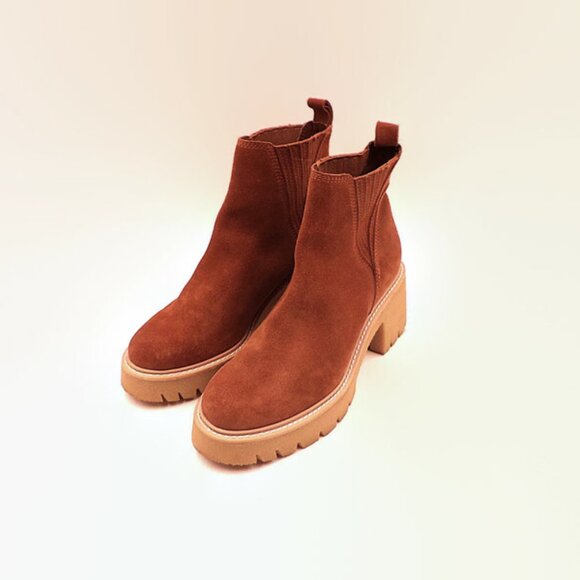 NIB! Steve Madden Brown/Cognac Suede Ankle Boots, Sz.6 - Picture 5 of 6